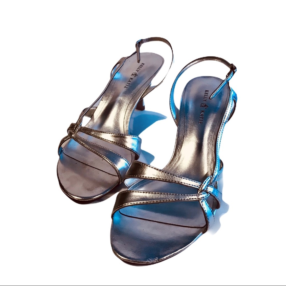 Kelly & Katie silver tone slingback heels
